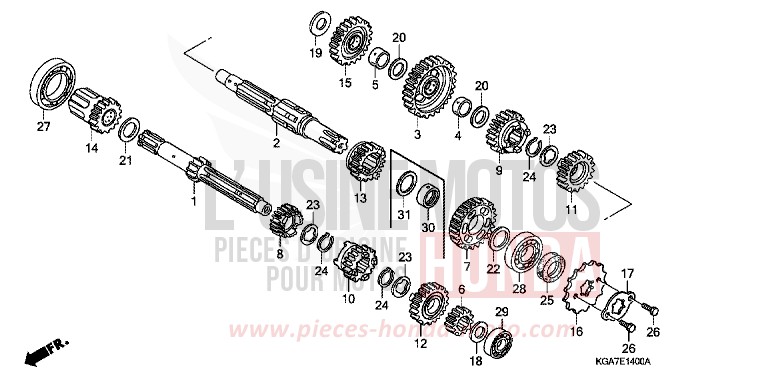 GETRIEBE von CG125 TITAN ES FORCE SILVER METALLIC (NH411) von 2004